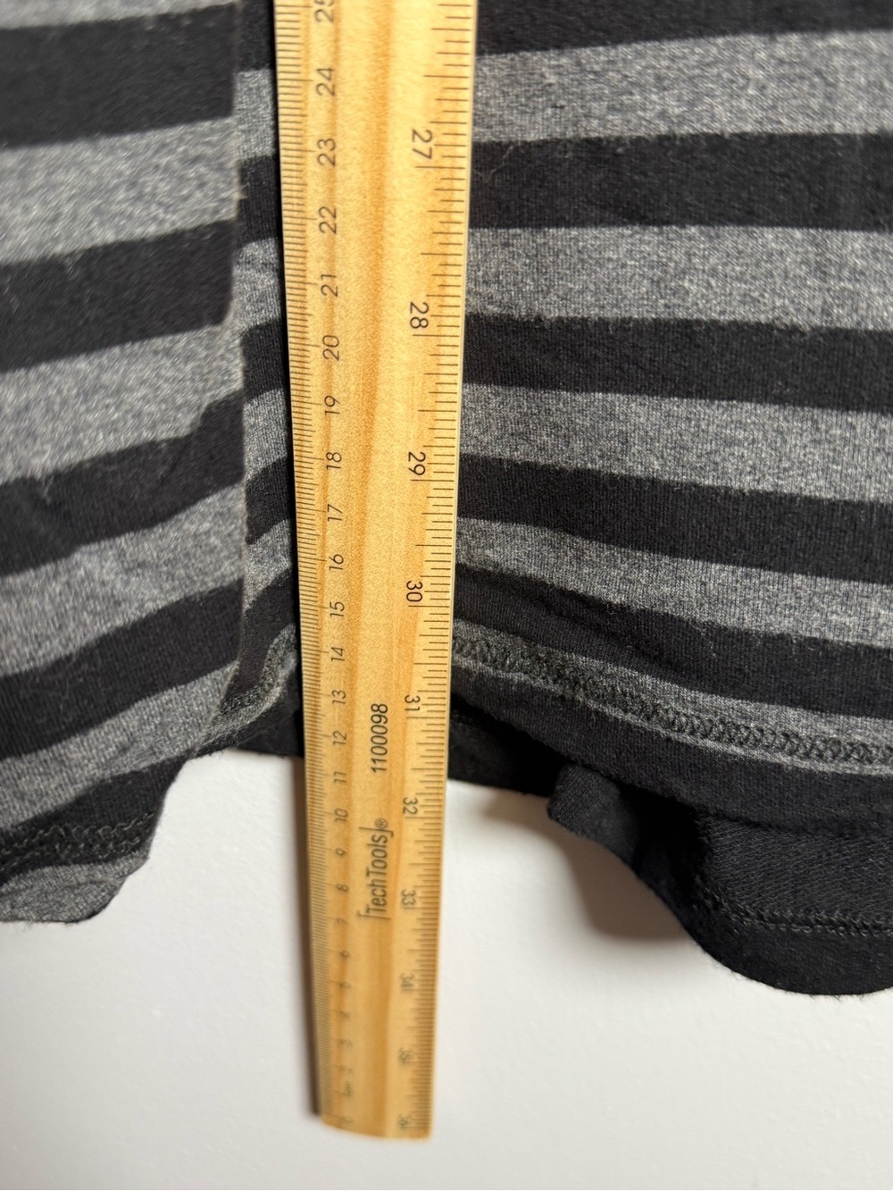 Soma Black and Gray Striped Hooded Lounge Top with V-Neck - Picture 9 of 10